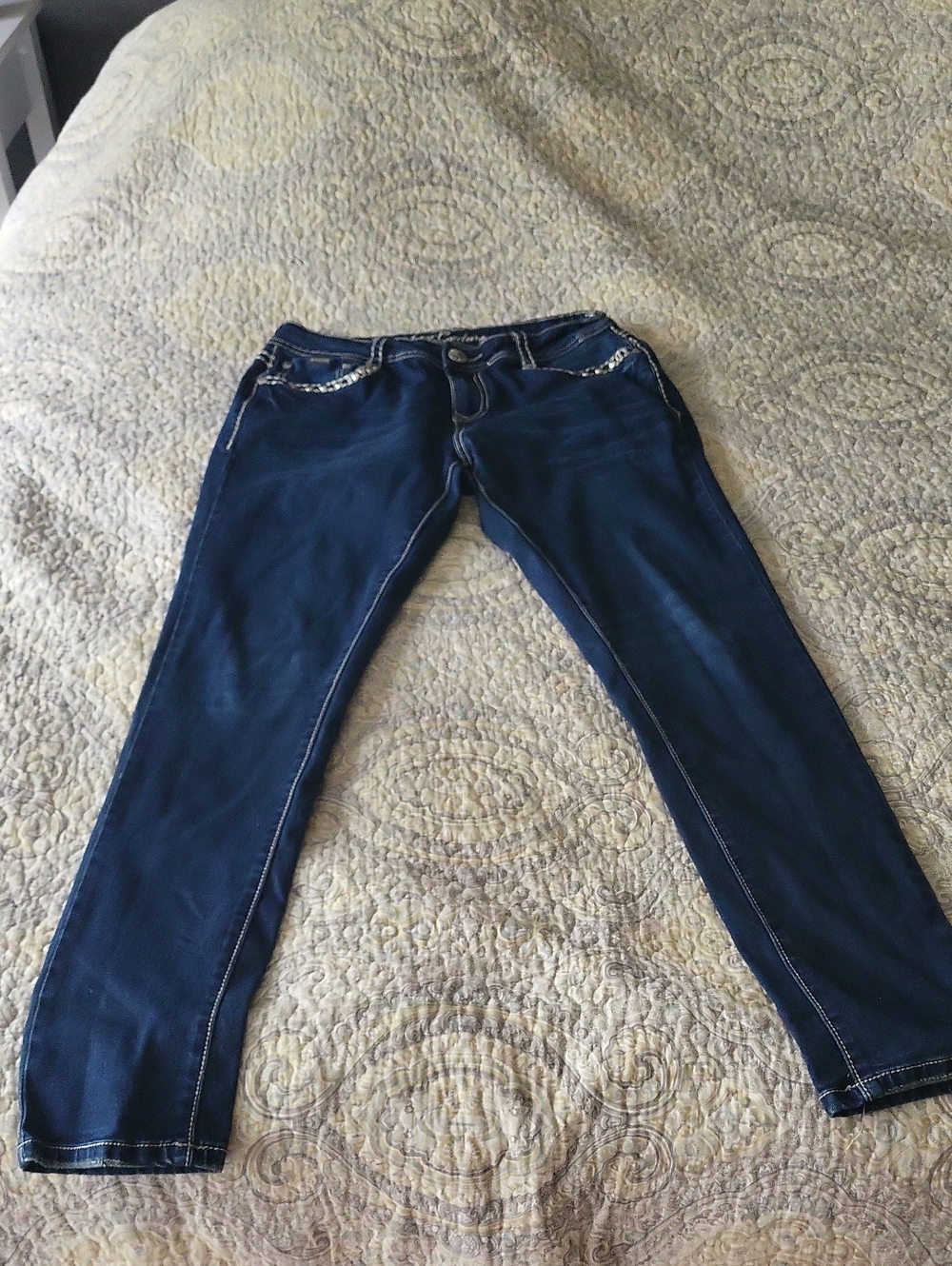 Women’s Navy Skinny Jeans with Contrast Stitching